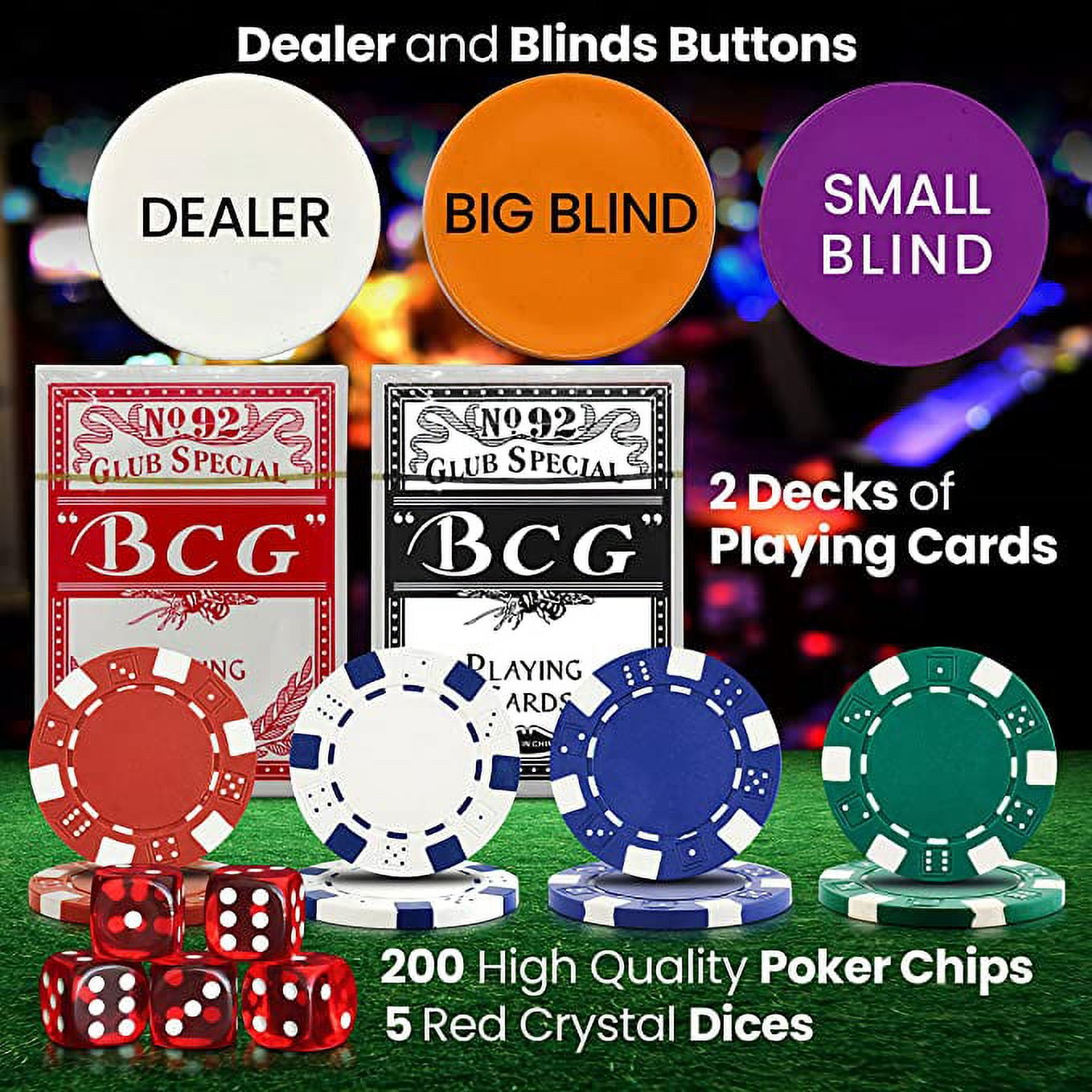 Professional title: "200-Piece Texas Holdem Poker Chip Set with 11.5g Casino Chips and Aluminum Case"