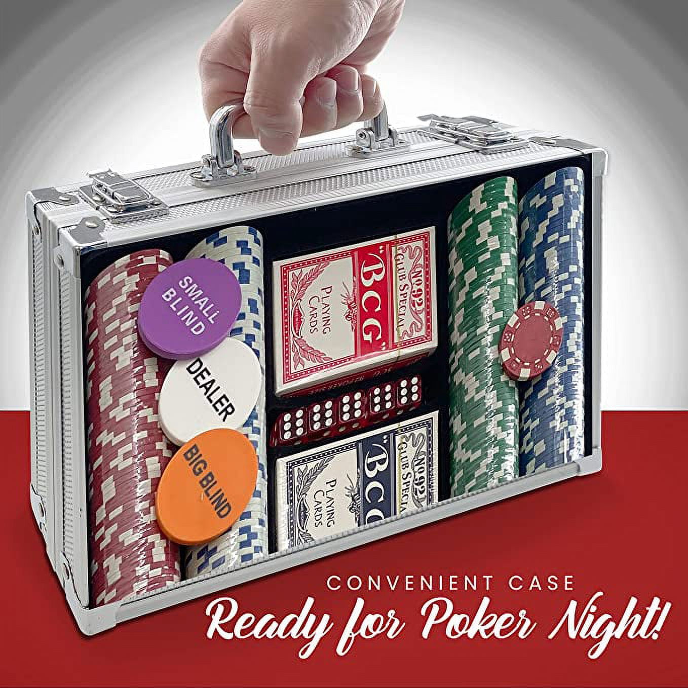 Professional title: "200-Piece Texas Holdem Poker Chip Set with 11.5g Casino Chips and Aluminum Case"