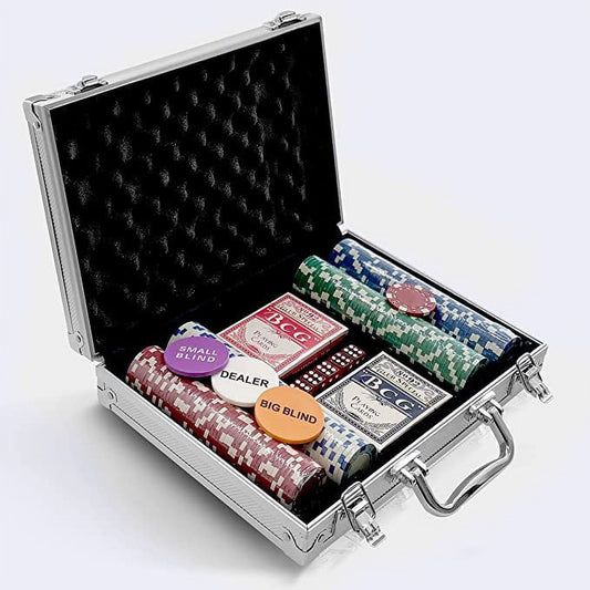 Professional title: "200-Piece Texas Holdem Poker Chip Set with 11.5g Casino Chips and Aluminum Case"